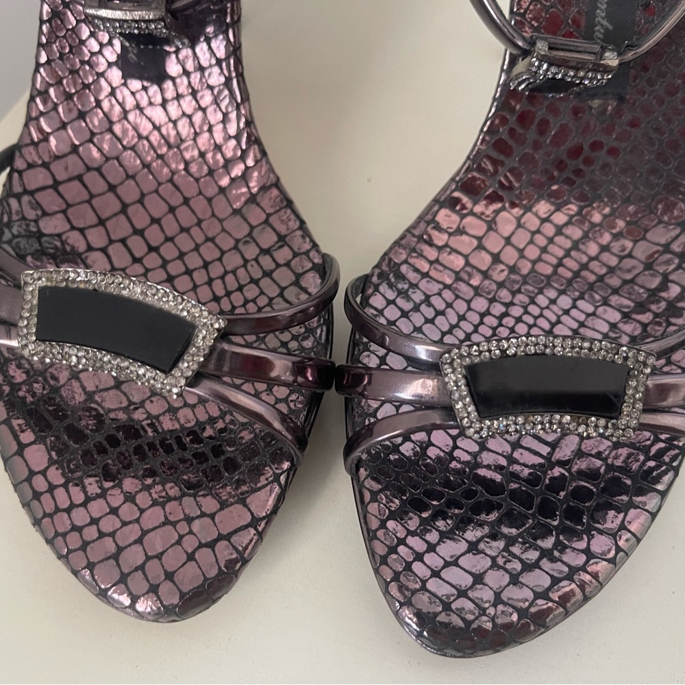 Alberto Venturini, size 8, stappy sandal, silver heel, embellished